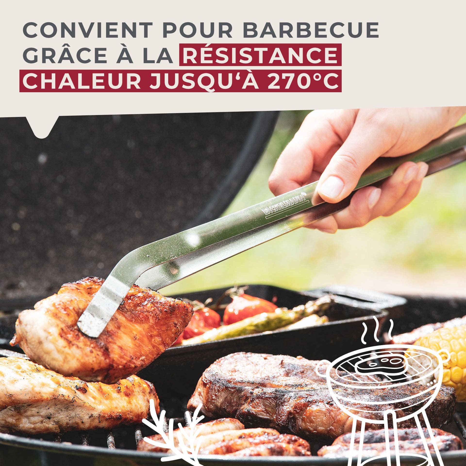 FM Professional - Wholesale Kitchen tool/gadget - Stainless steel barbecue tong 36 cm Fackelmann Barbecue6