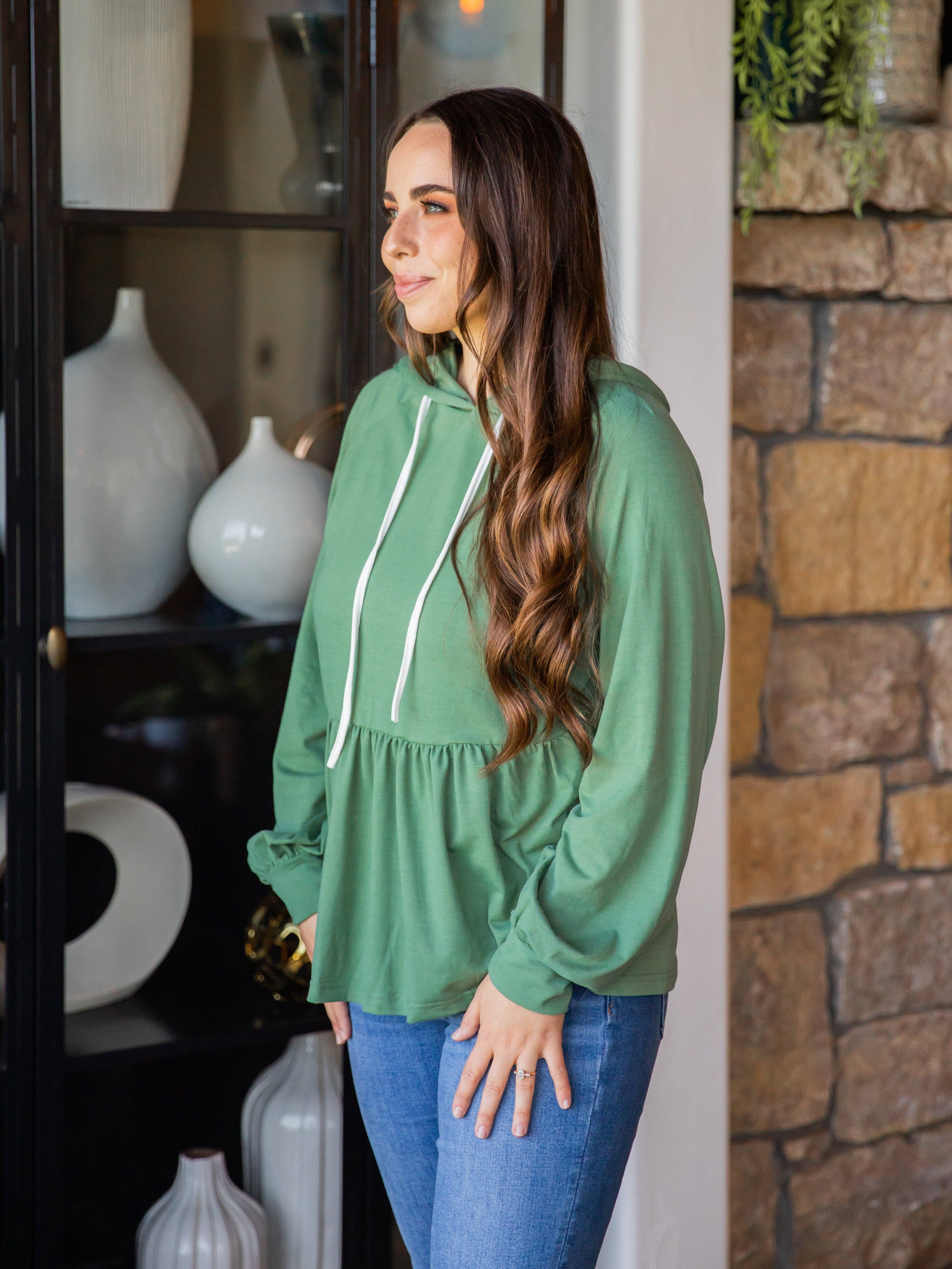 Tickled Teal - Wholesale Hoodie - Women's - Long Sleeve Peplum Hoodie10