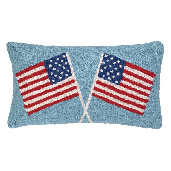 Double American Flags Hook Pillow for wholesale by Peking Handicraft