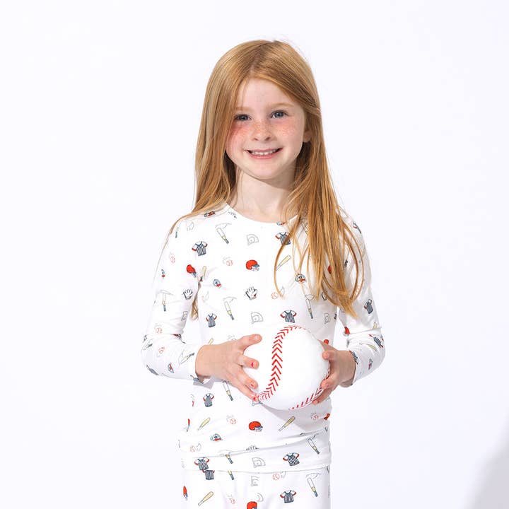 Bellabu Bear - Wholesale Sleepwear Set - Kids - Baseball Bamboo Kids Pajamas Two-Piece Set