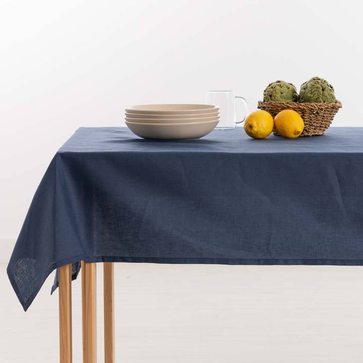 100% Linen Night Blue Tablecloth for wholesale by SG HOGAR