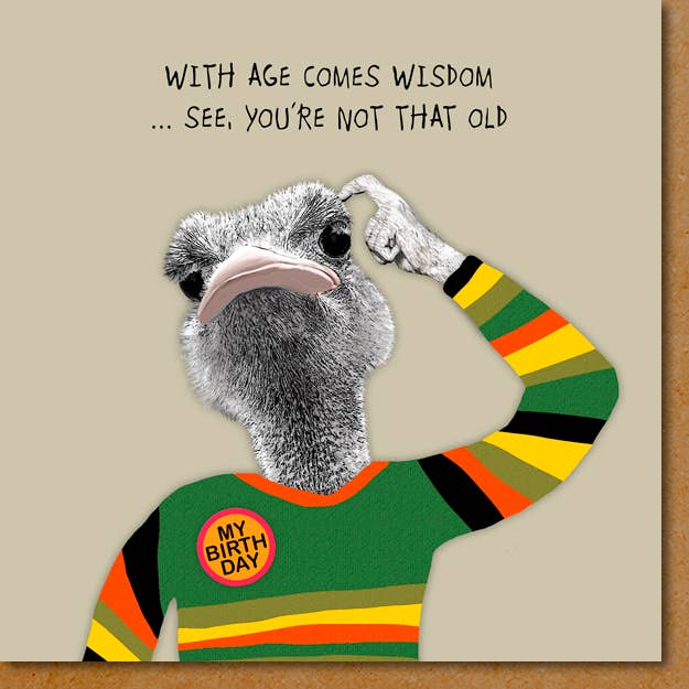 Sally Scaffardi Design - Wholesale Birthday Card - UW048 ... Funny Birthday Card ... with age comes wisdom1
