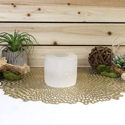 Portavelas Selenite Natural | Cristal de selenita para venta al por mayor de Natures Artifacts Inc