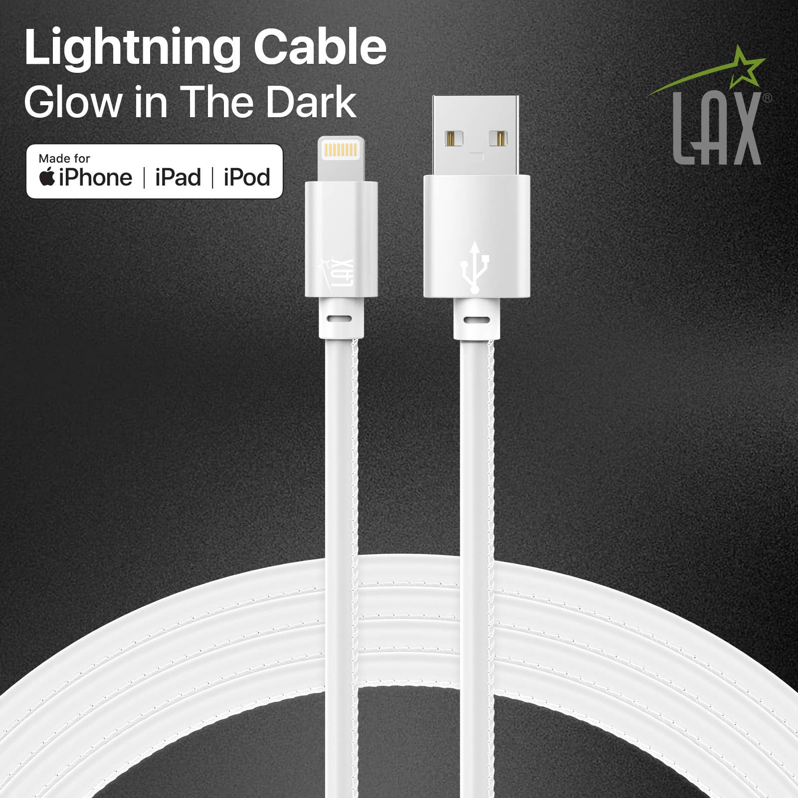 Glow In Lax Apple Certified Charger Glow In Lax Lightning Cable