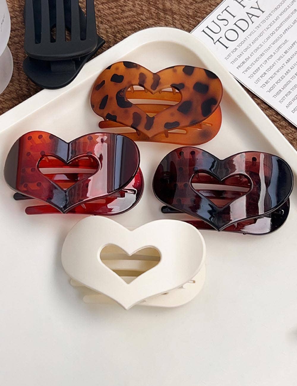 Dipped Shop - Wholesale Hair Clip - Women's - Stylish Flat Hair Heart Claw Clip DP25E8919