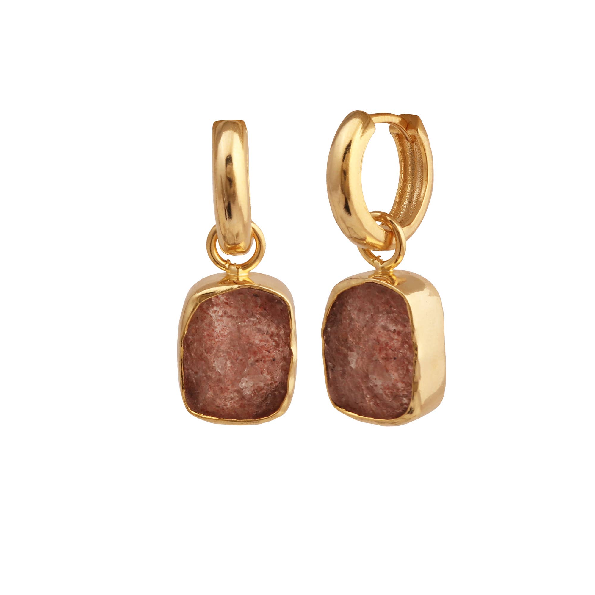 El Joyero - Wholesale Dangle Earrings - Raw Cherry Quartz Dangle Earring Gemstone Huggies Earring3