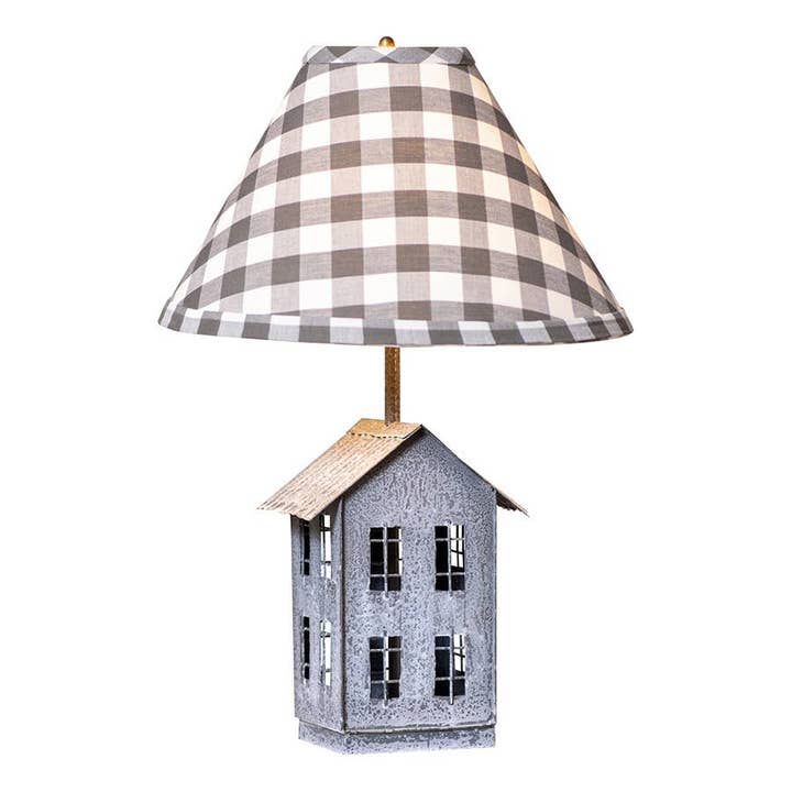 Hus lampe med grå Check Shade for engroshandel hos Heavenly Scents