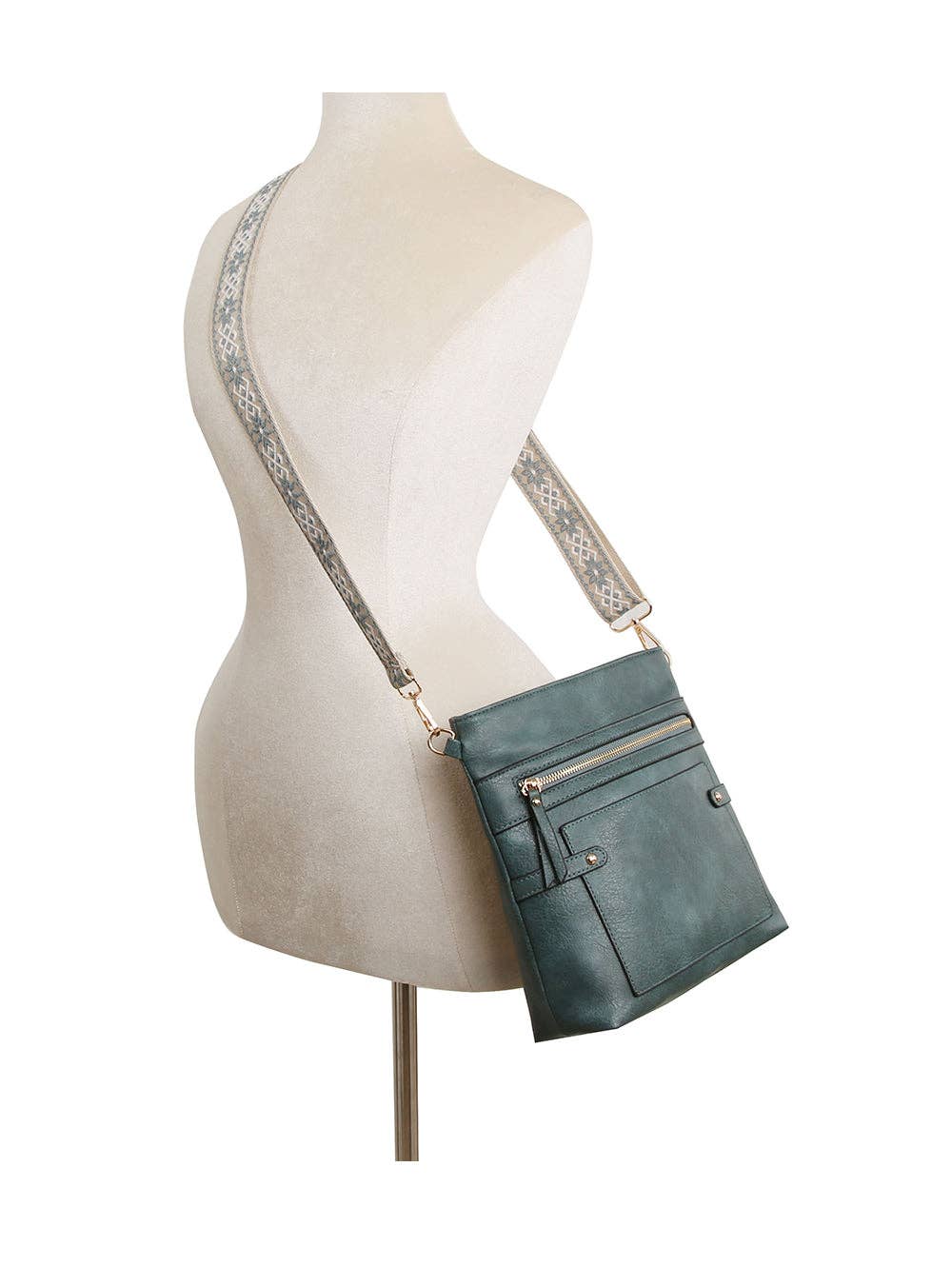 Handbag Factory Corp - Wholesale Crossbody Bag - Women's - Square shape front pocket guitar strap crossbody4