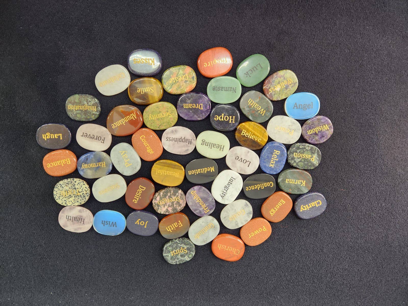 Meraki Gemstones - Wholesale Spiritual Stone/Crystal - Semi Precious Gemstone Engraved Word Stones--50 Piece Bag3