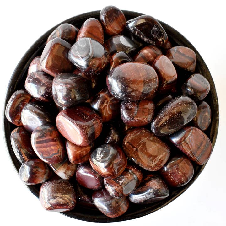 100g Pietre Levigate | Occhio di Tigre Rosso | Cristalli Curativi per la vendita all'ingrosso da parte di Soothing Crystals