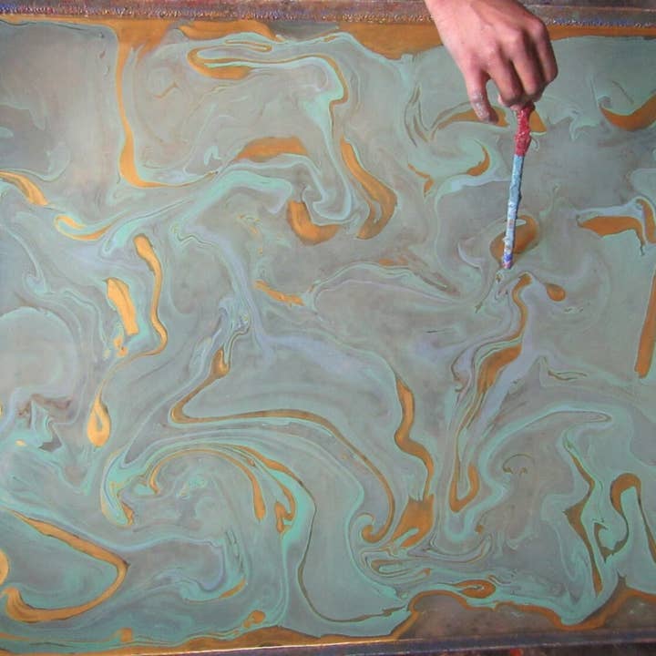 Paper Mirchi - Wholesale Flat Wrap - Hand Marbled Wrapping Paper Sheets - Fresh Mint