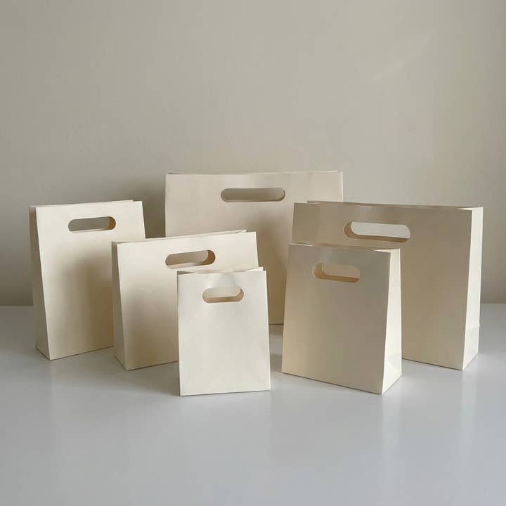 ByHome - Wholesale Gift Bag - Soft Light Beige Cutout Handle Gift Bag w/ Ribbon & Tissue4