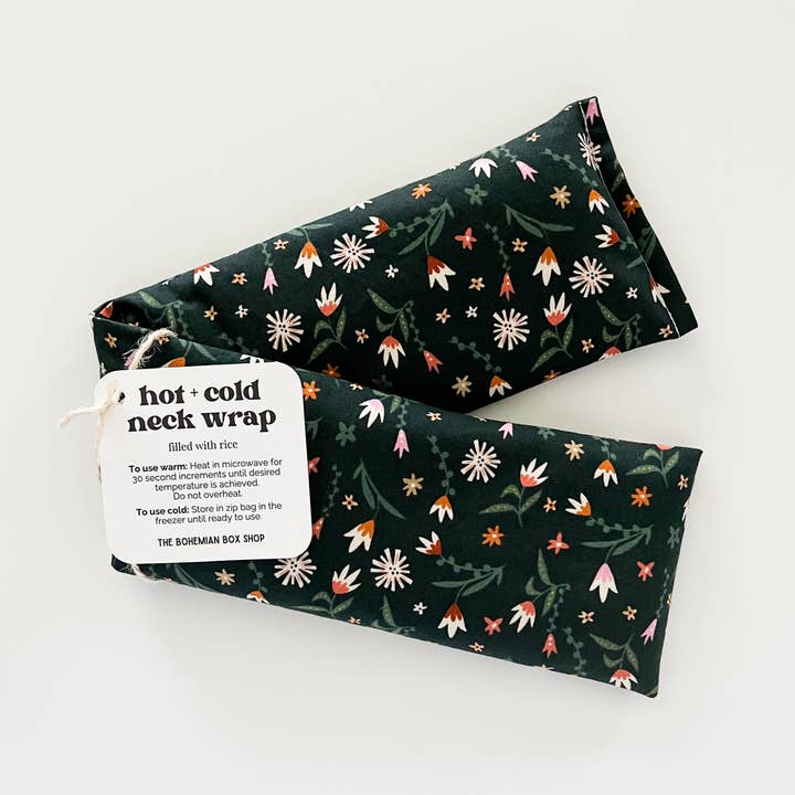 Hot & Cold Therapy Neck Wrap - Dark Green Floral for wholesale by The Bohemian Box Shop