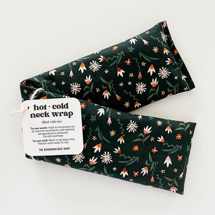 The Bohemian Box Shop - Wholesale Hot/Cold Compress - Hot & Cold Therapy Neck Wrap - Dark Green Floral0