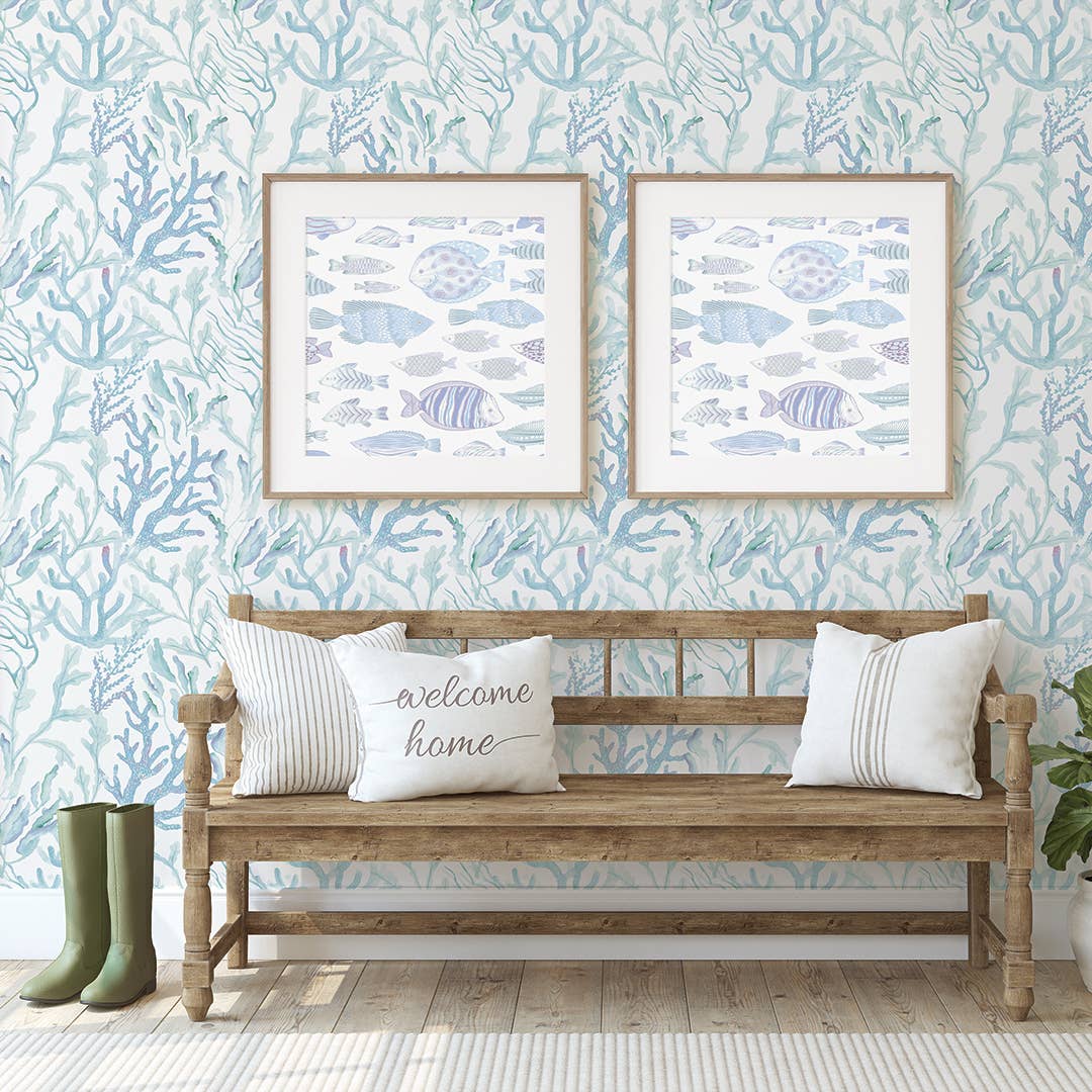 Coral Reef Aqua Peel and Stick Wallpaper, 28 sq ft for wholesale on Faire4