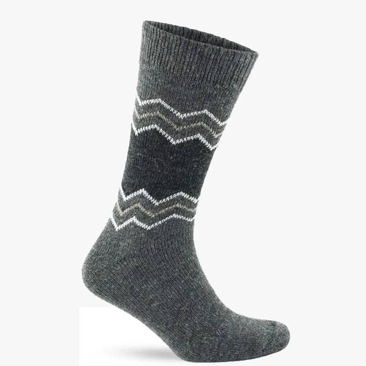 Alpaca Socks ZigZag Grey (160) for wholesale by Qubar Socks