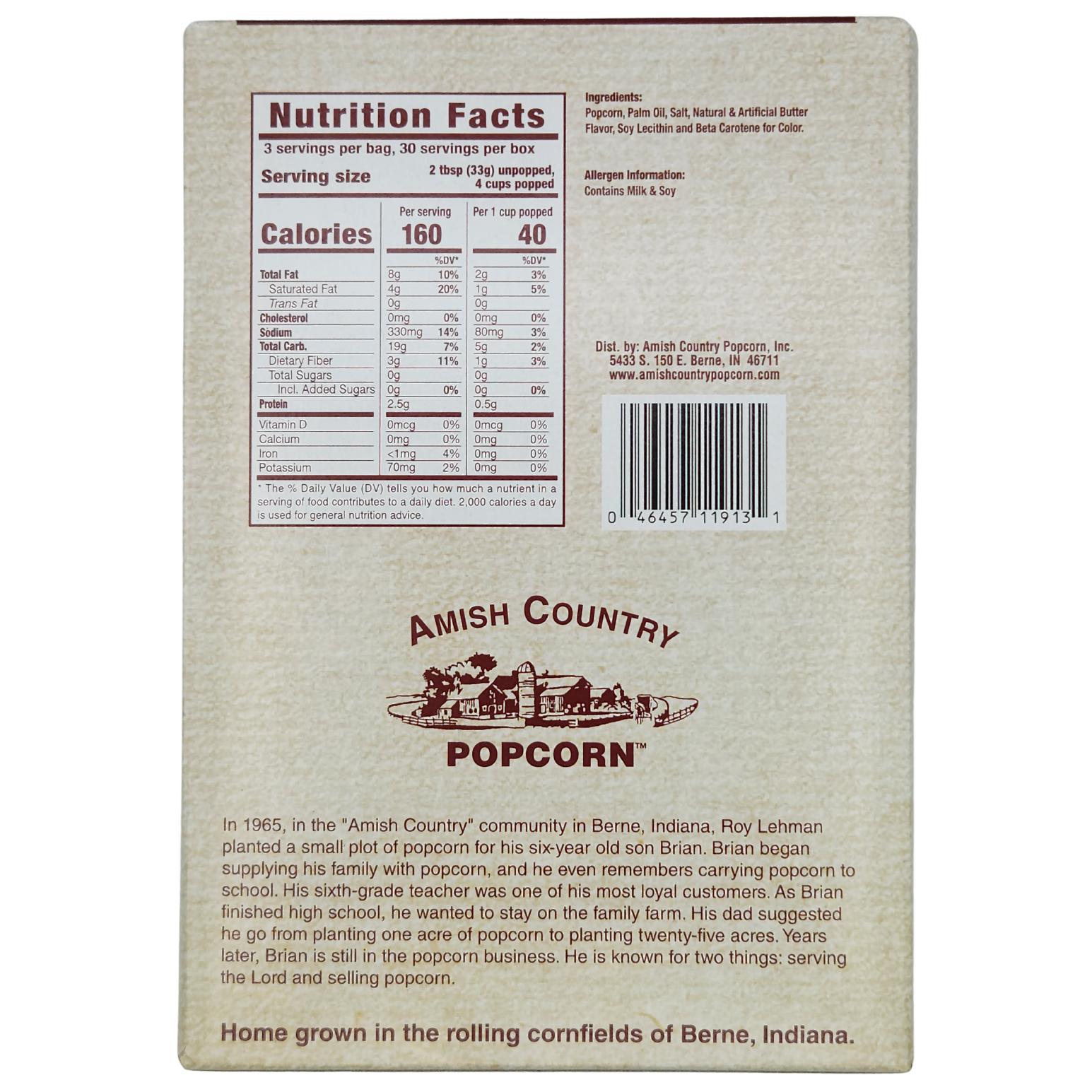 Amish Country Popcorn - Wholesale Popcorn - 10pk Microwave Butter Ladyfinger Popcorn1