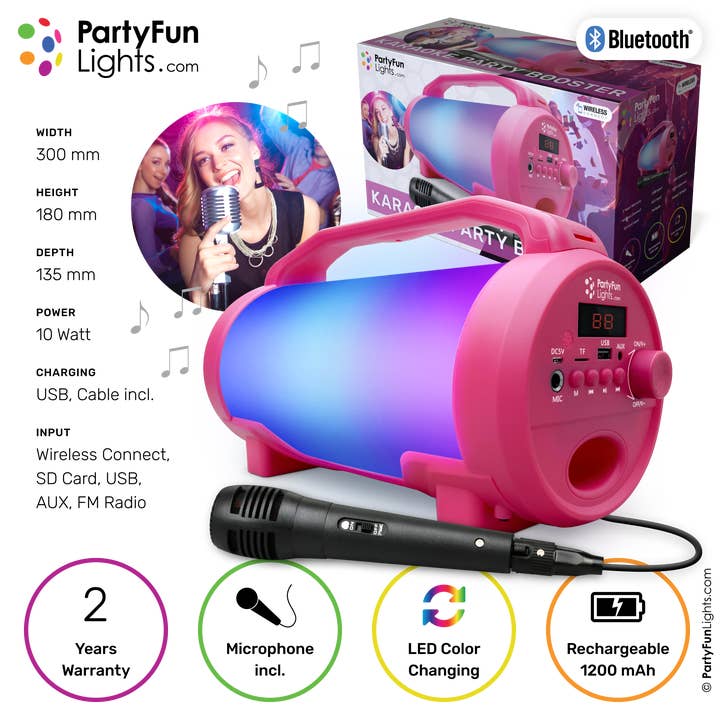 PartyFunLights Europe B.V. – Großhandel Lautsprecher – PartyFunLights - Bluetooth-Karaoke-Set - Partylautsprecher - inkl.