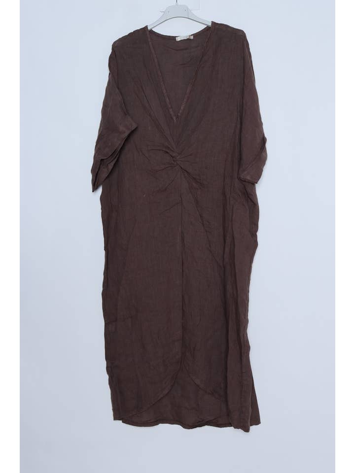 LÉA & LUC - Wholesale Dress - Women's - Long dress with V-neck 100% linen REF. 7185514