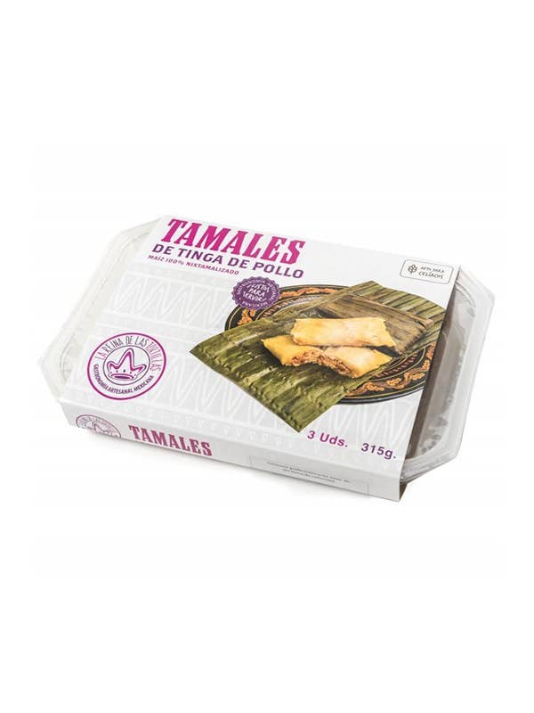 TINGA TAMALES DI POLLO (VASSOIO CON 3 UNITÀ) per la vendita all'ingrosso da parte di La Reina de las Tortillas