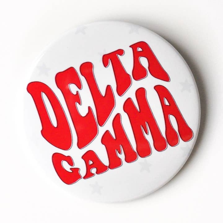 Delta Gamma Groovy Star Button - White for wholesale by Tailgated Co.
