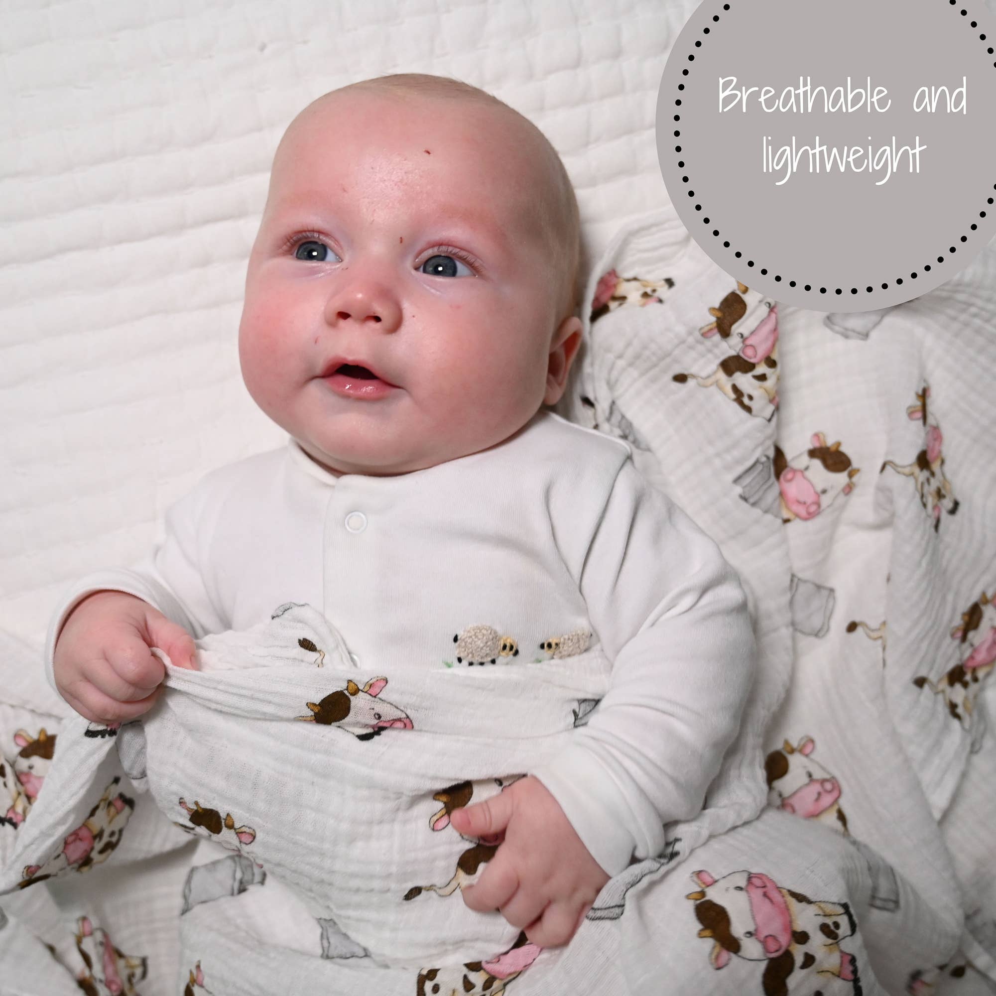 LollyBanks - Wholesale Swaddle - Baby - The Cow Goes MOO Baby Muslin Swaddle Blanket1