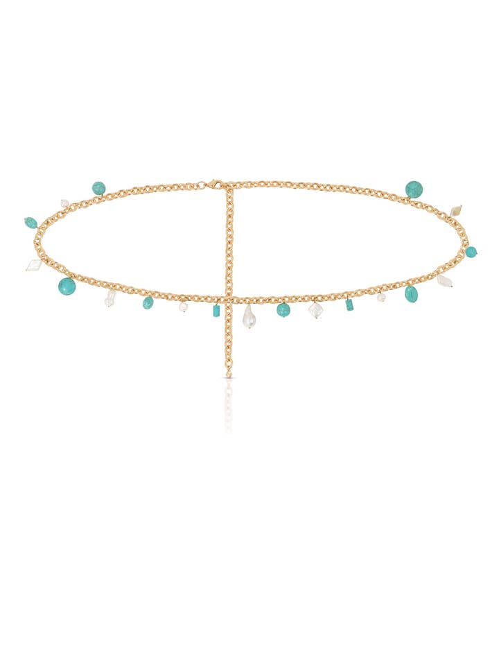 Tropisk turkos och pärlmidjekedja för wholesale av Ettika