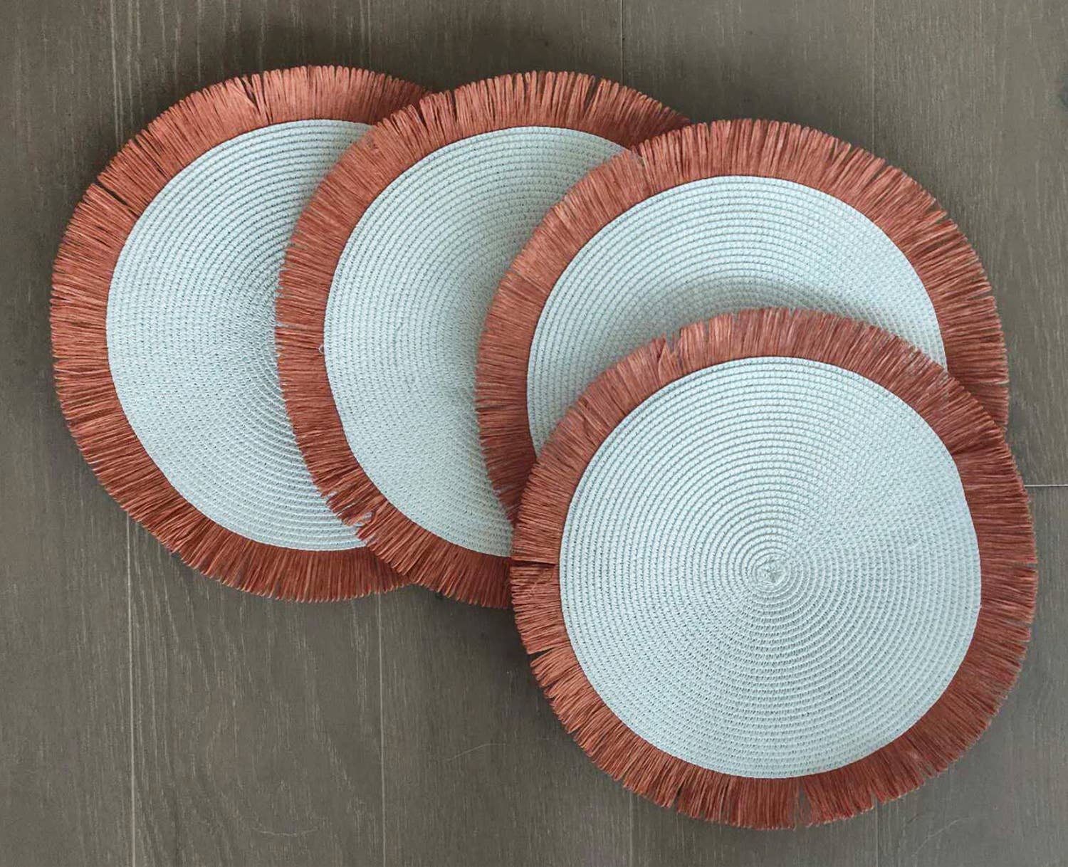 Fennco Styles - Wholesale Placemat - Handwoven Fringe Boho 15" Round Placemat32