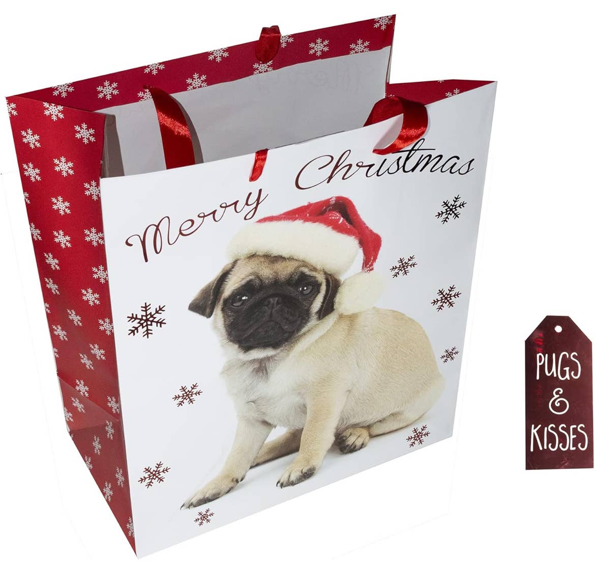 Iridium Direct – wholesale Presentpåse – Pug Presentpåse - Pugs & Kyssar - 33cm x 26cm x 14cm (HxBxD)