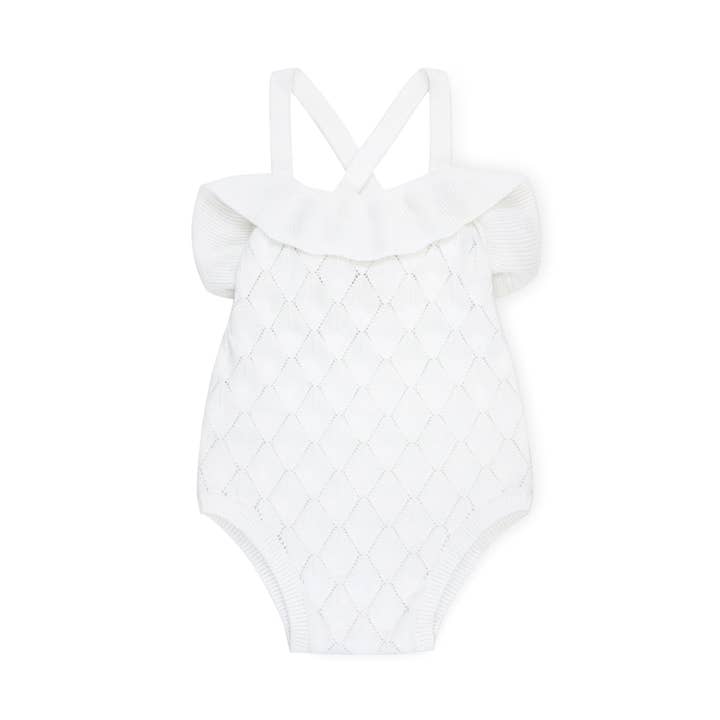 Ruffle Sweater Romper for wholesale by Hope and Henry