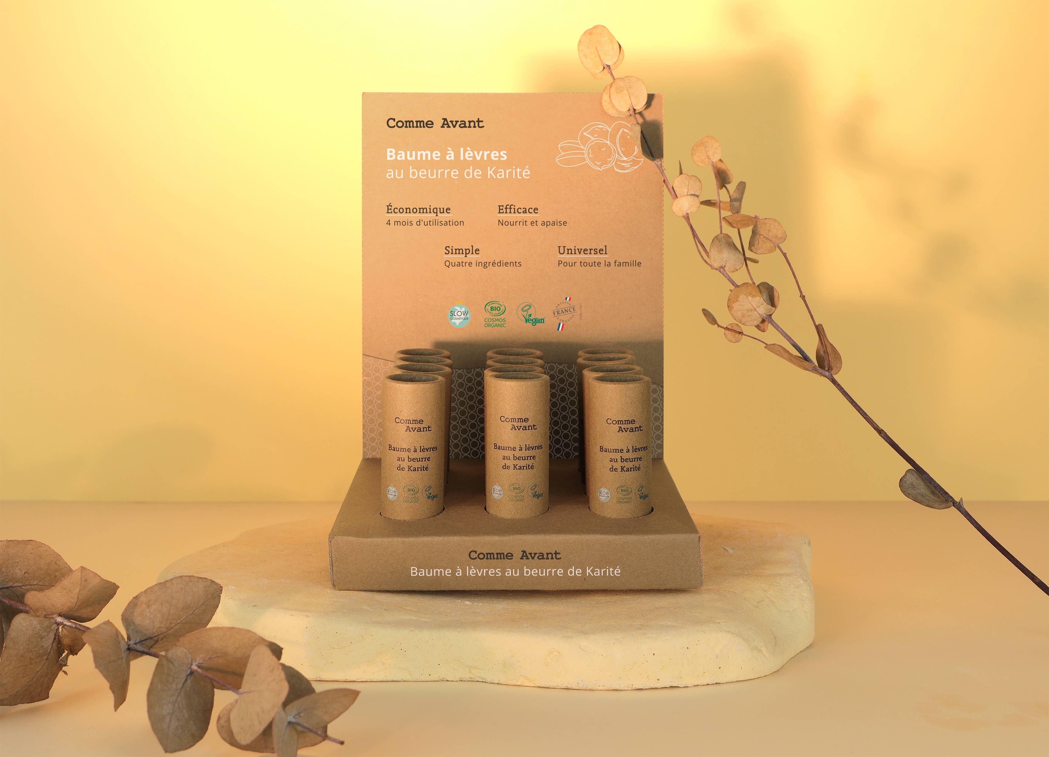 Comme Avant - Wholesale Lip Balm - Shea Butter Lip Balm Display2