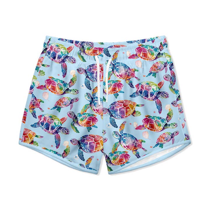 Kinder hellblaue Batik-Schildkröten-Shorts für den Großhandel von Millie Loves Lily