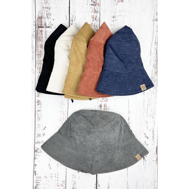 PLAIN COLOR CORDUROY BUCKET HAT for wholesale by JHP Collection