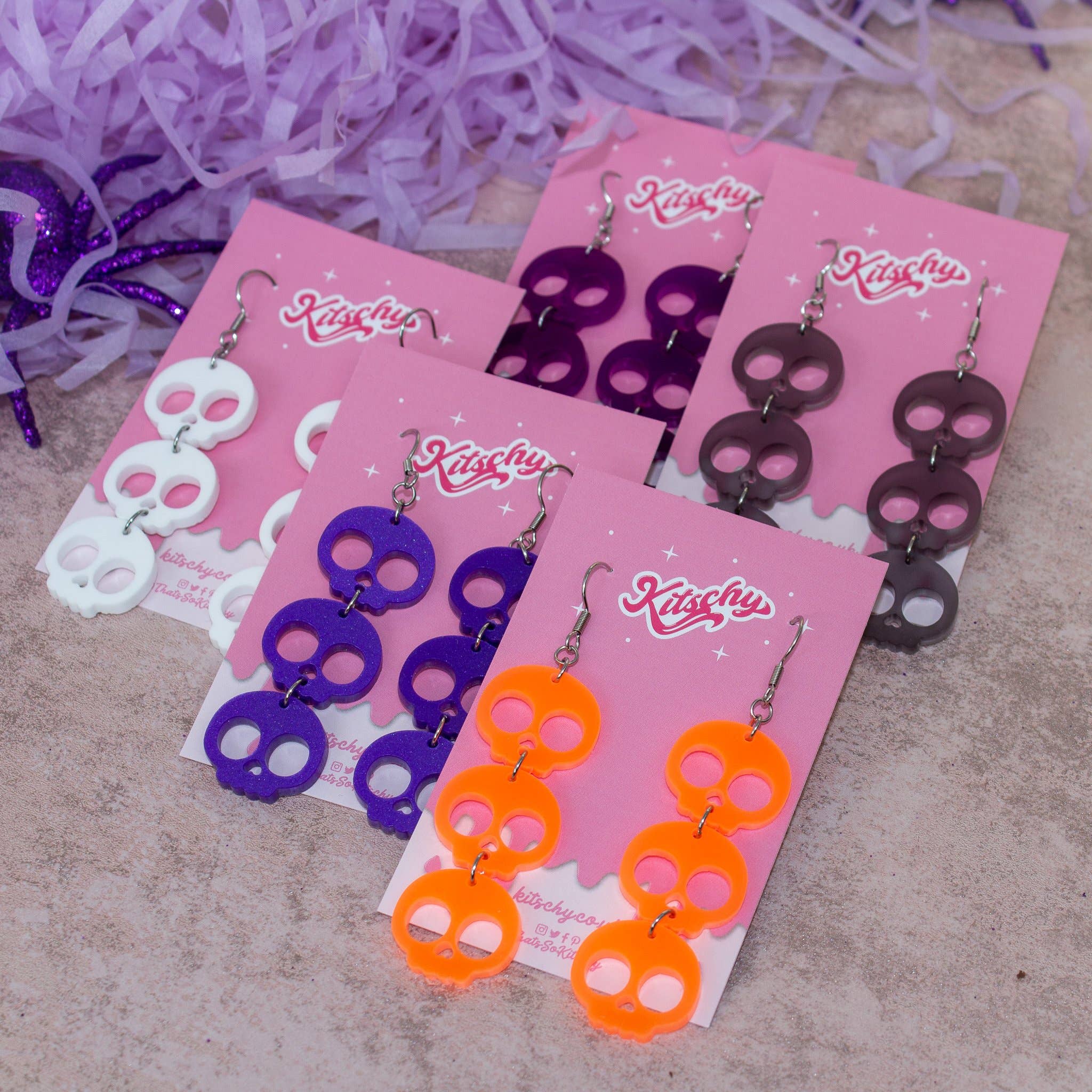 Kitschy - Wholesale Dangle Earrings - Sinners Skull Drop Earrings Laser Cut Acrylic4
