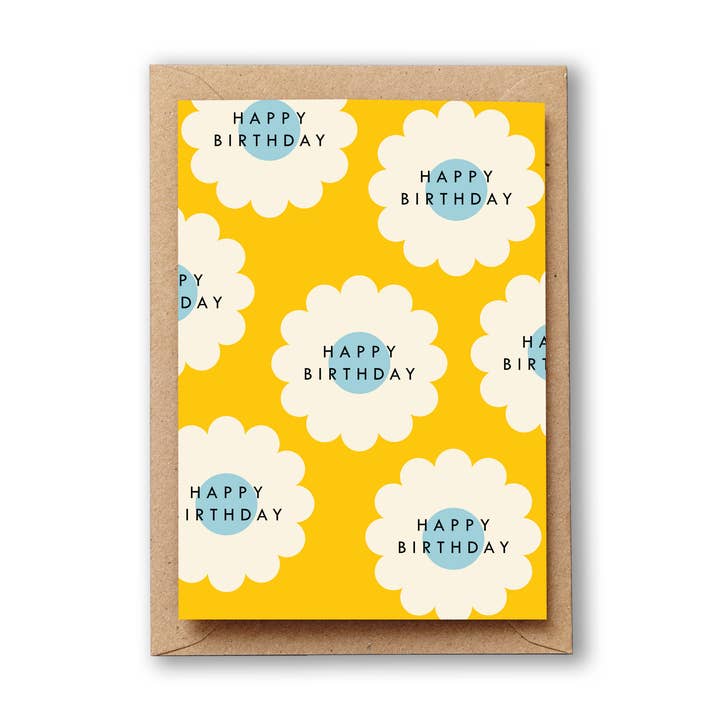 Yellow Daisy Happy Birthday Card for wholesale by Lucy says I do