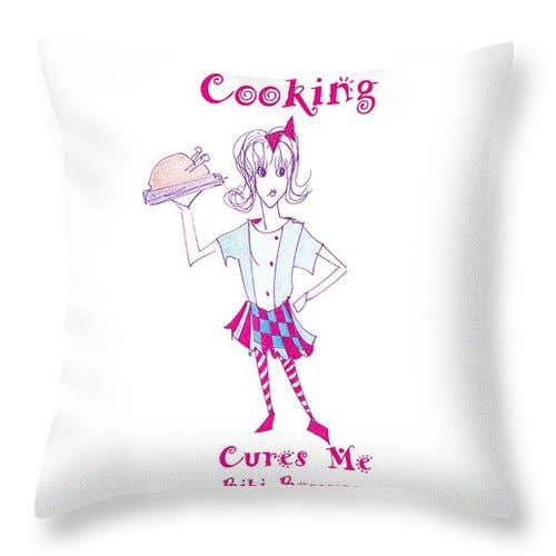 Cooking Cures Me Bibi Because - Throw Pillow for wholesale by Sharon Tatem Fashion LLC