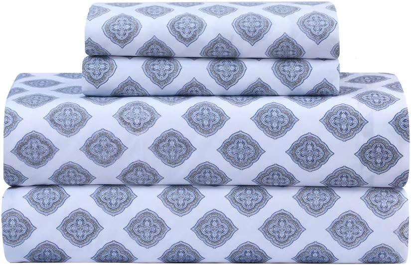 Feather & Stitch New York - Vente Parures de lit - Ensemble de draps en percale 100 % coton, 300 fils (4 pièces)9