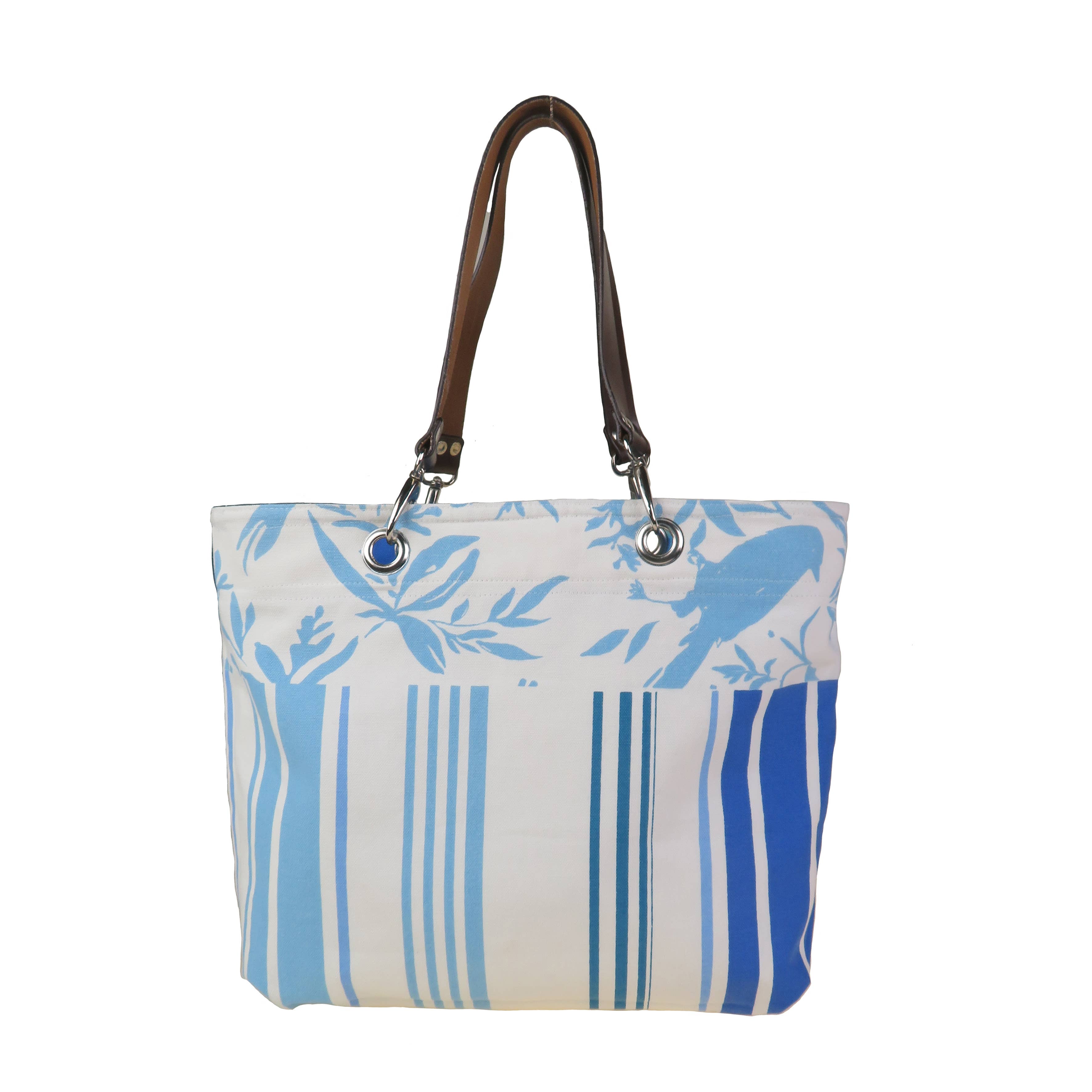 Supplement D'AM – Engroshandel Strandtaske – Brigitte Bardot France blå vendbar lærredstaske1