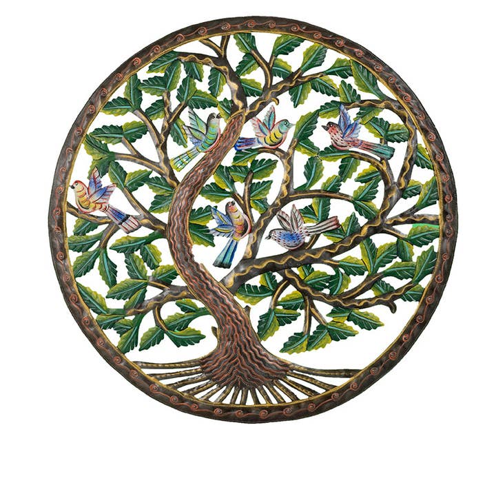 Beyond Borders - Wholesale Wall Accent - Painted Bird Tree of Life