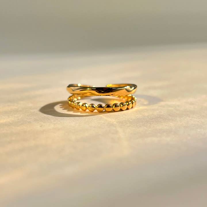 COSMOS - Wholesale Band/Stacked Ring - Adjustable double row stainless steel ring3