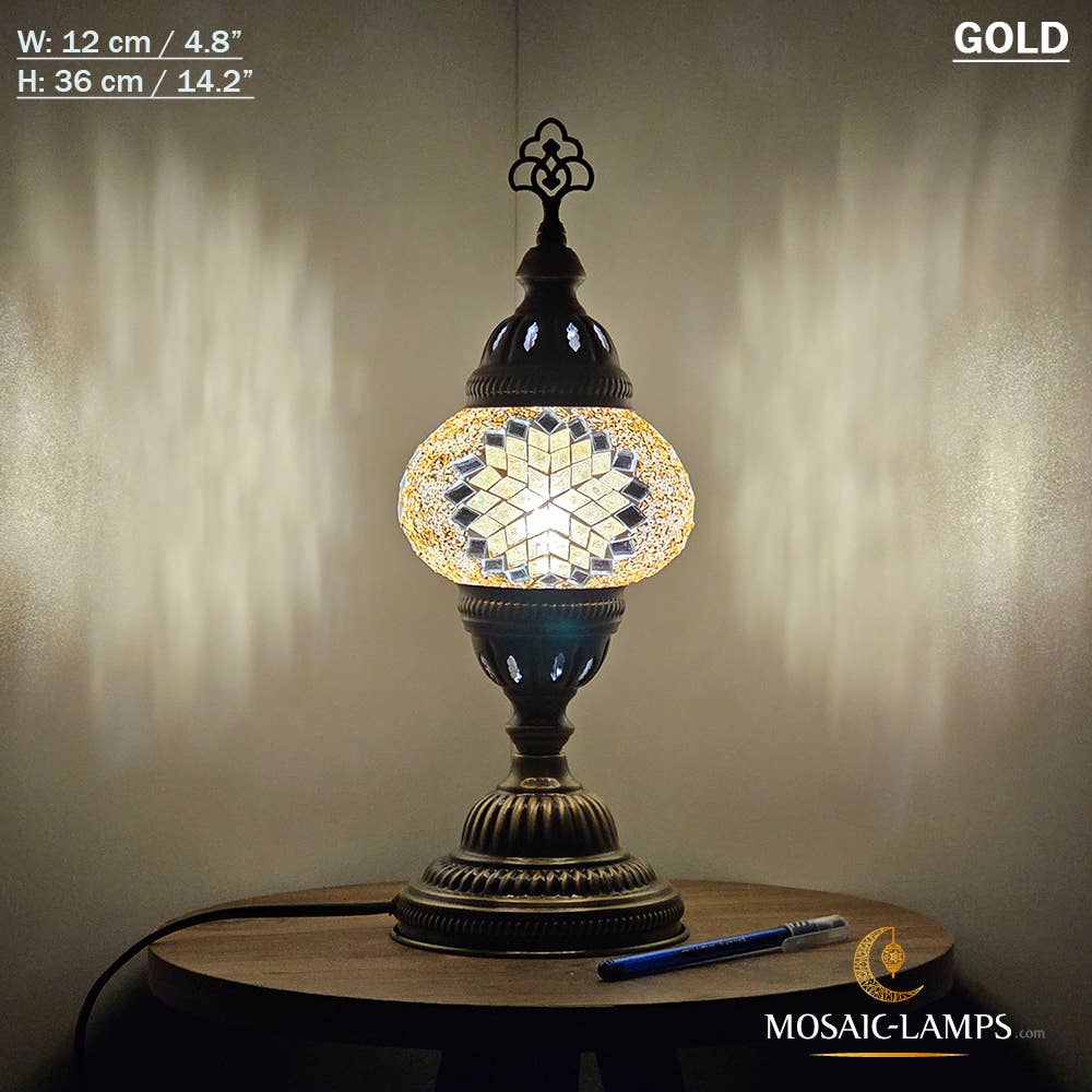 Mosaic Lamps - Vendita all'ingrosso Lampada da scrivania/d'accento - Lampada da tavolo turca a mosaico media con globo, artigianale, disponibile in 10+ colori10