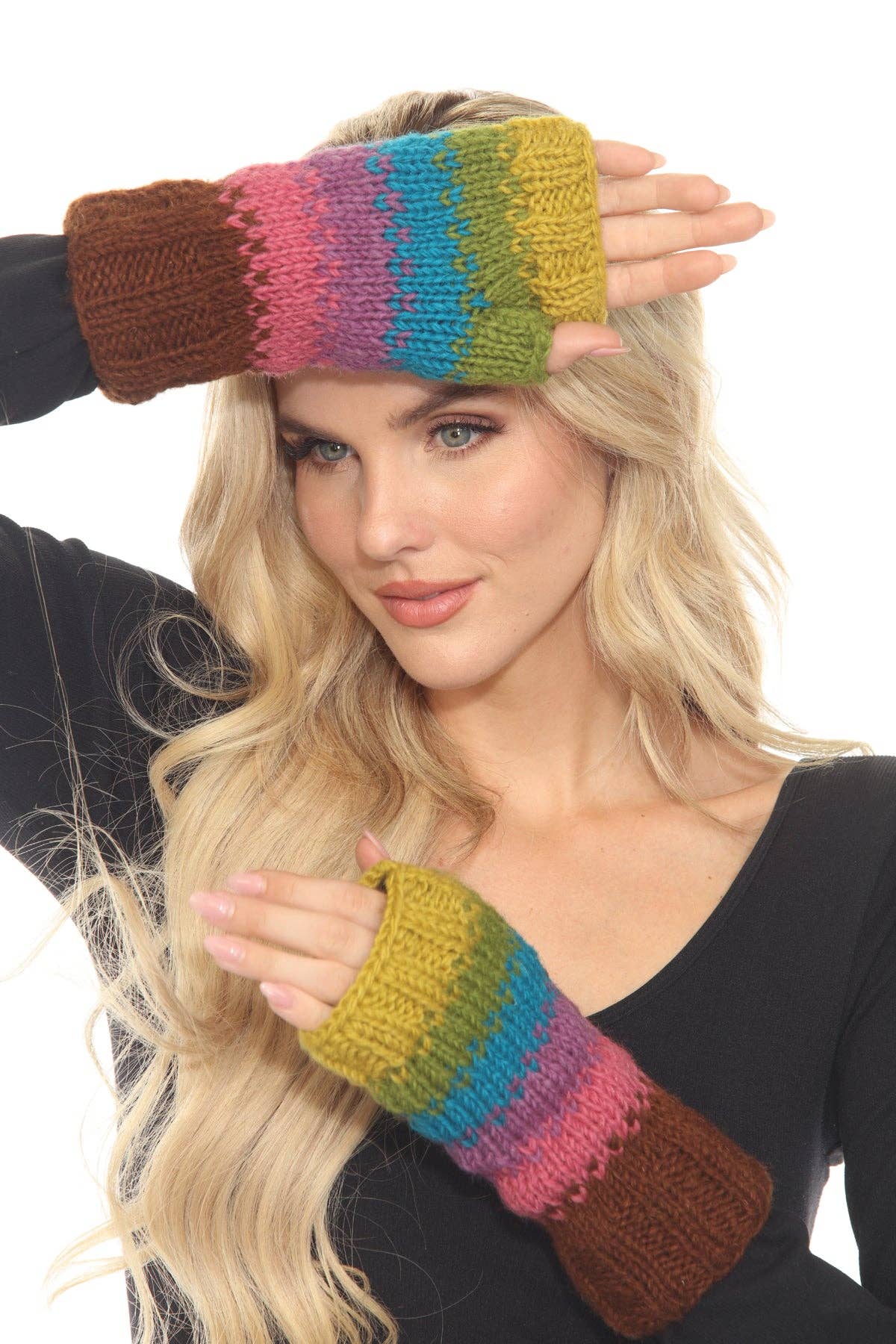Lakhays Collection Inc. - Wholesale Arm Warmers - Women's - Blurred Lines Handmade Wool Knit Arm Warmer Unisex Gloves6