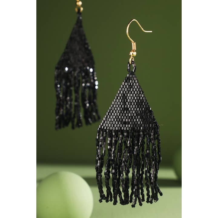 Urbanista - Wholesale Tassel Earrings - Seed Bead Triangle With Fringe Drop Earring