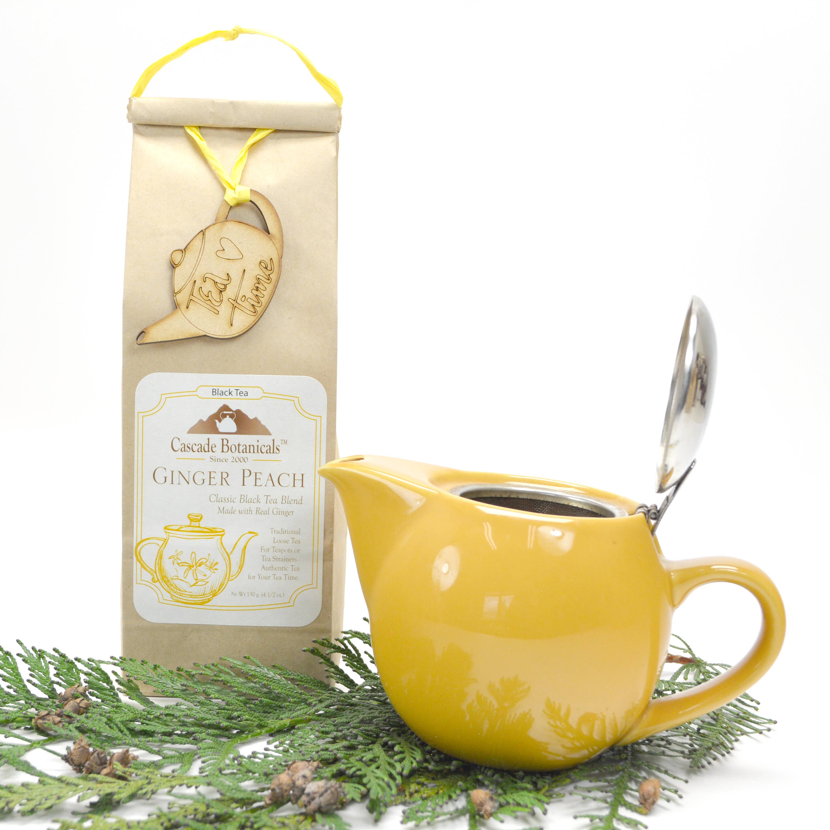 Cascade Teas & Botanicals - Vente Thé en vrac - Thé en vrac Gingembre Pêche, Citron Gingembre, Épices à l'Orange - Coffret 6 sachets8