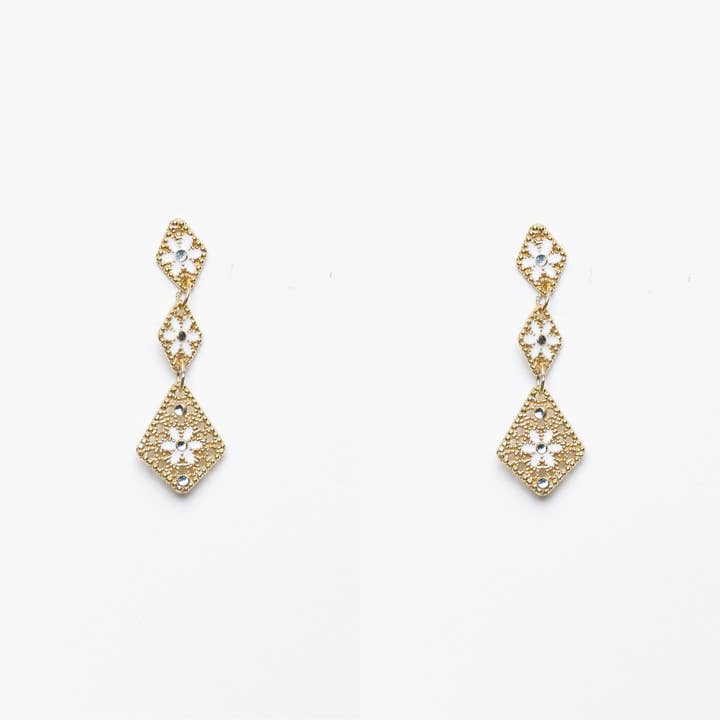 BOUCLES D'OREILLES PENDANTES GÉOMÉTRIQUES EN ARGENT TRIPLE FORME pour la vente par MINA MINA