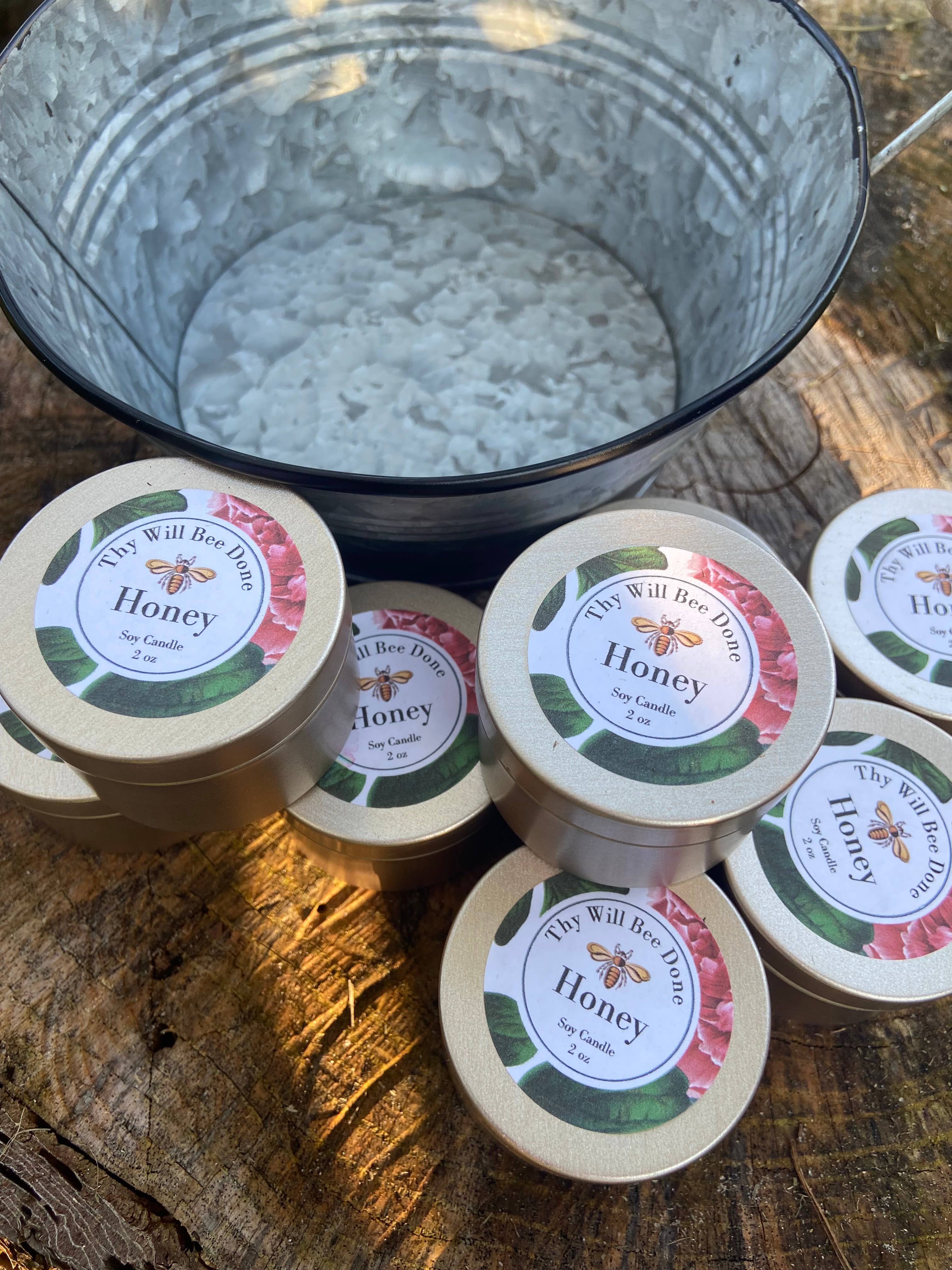 Thy Will Bee Done Apiary - Wholesale Travel Candles - Custom Honey Scented Soy Candles, 2oz Mini Your Logo Candles2