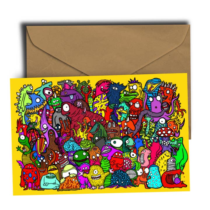 Dixon Does Doodles - Wholesale Everyday greeting card - Monsters! Super Colourful Greeting Card