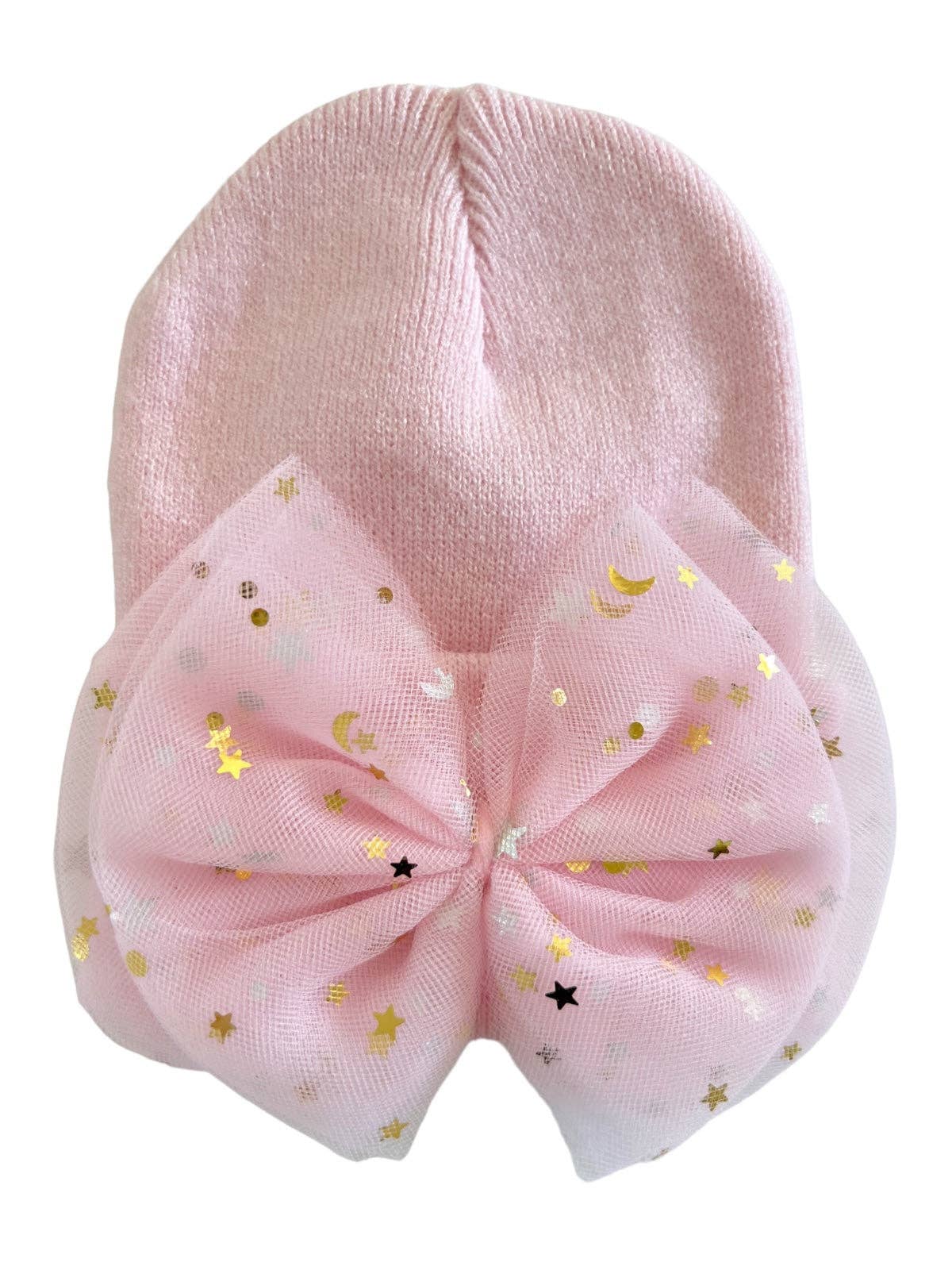 SpearmintLOVE - Wholesale Newborn/Knit Hat - Baby - Baby's First Hat®, Petal Pink Star Tulle Bow1
