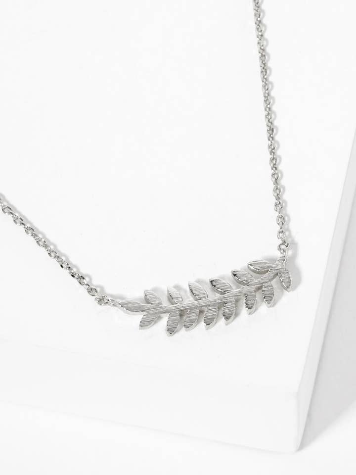 18K Gold-Dipped Botanical Curved Leaf Pendant Necklace for wholesale by Wild Honey