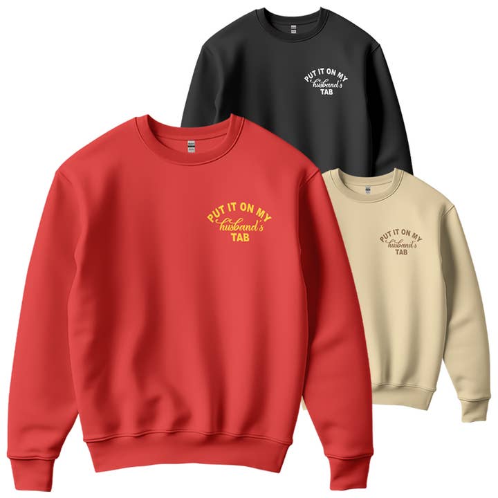 Put it on my husband's tab Text Warm Fleece Shirt for wholesale by Fashion City